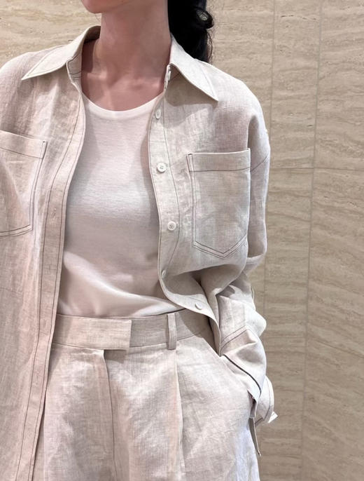 【高品质私服】【BC女士亚麻休闲长袖衬衫】既保留亚麻特有的透气性与随性褶皱 慵懒却不邋遢G1260-CC【无标出货 介意慎拍】 商品图3