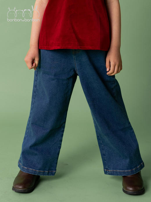 薄绒阔腿牛仔裤 商品图2