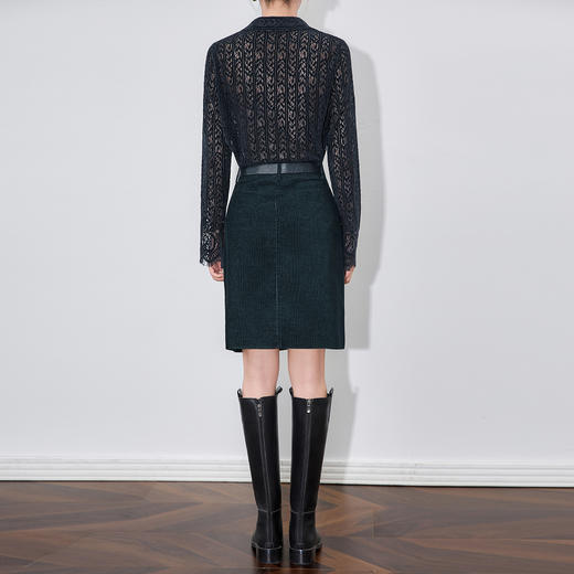 摩登复古灯芯绒前开叉半身裙，高腰显瘦配质感皮带WLZD-2512107 商品图1