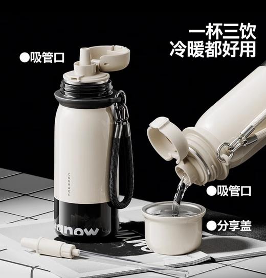 Vanow保温杯吸管2025新款高颜值陶瓷/不锈钢内胆水杯  520ml 商品图0