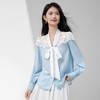【内购】【云感醋酸】优雅通勤撞色蕾丝拼接设计飘带领泡泡袖长袖衬衫-153CJ2683 商品缩略图2