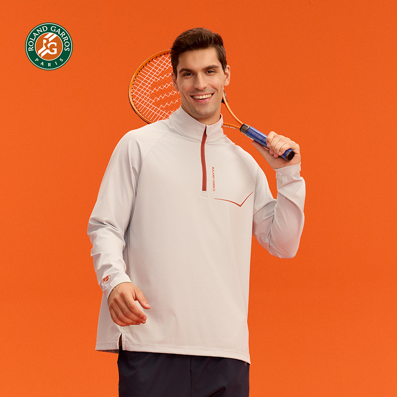 罗兰加洛斯法网运动T恤男款长袖半拉链立领速干透气网球服训练服
