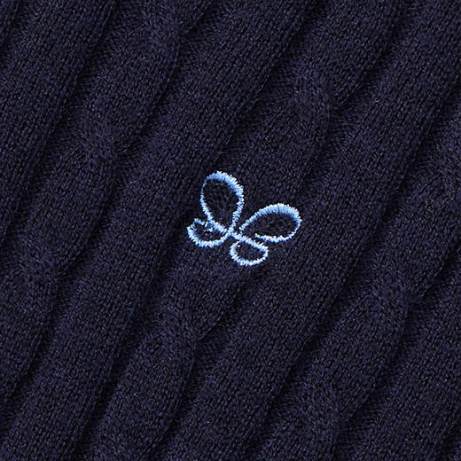 【2件9折】【Petit Bari】(多色)高级拼色假两件半开领绞花针织衫上衣羊毛 商品图6