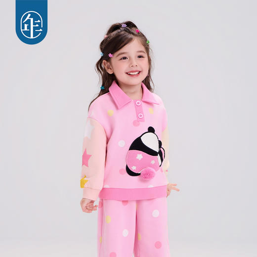 年衣童装女童25秋冬新款熊猫卡通宝宝上衣盼达啵啵POLO衫 商品图0