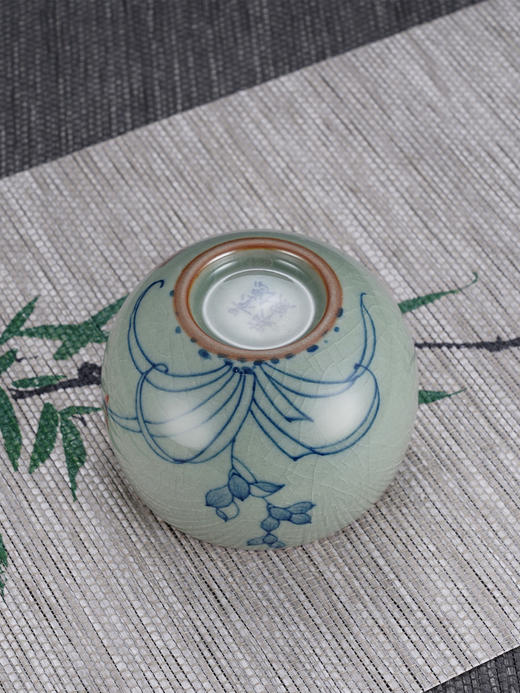 子佩集S990【幽兰芳华】摆件【SR002】纯银茶具冰裂纹梅兰竹菊茶杯-金鱼景德镇手绘2508 商品图4