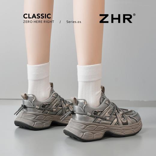 ZHR【增高5cm】银色厚底老爹鞋女2025秋季网面透气轻便运动休闲鞋 商品图9
