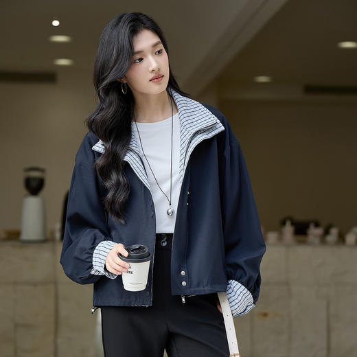 奢姿大码女装2025秋季时尚格纹拼接外套胖妹妹气质休闲层次感上衣9953335203 商品图4