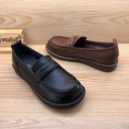 豪行春季新款时尚休闲真皮浅口软底女单鞋乐福鞋24150001 商品图4