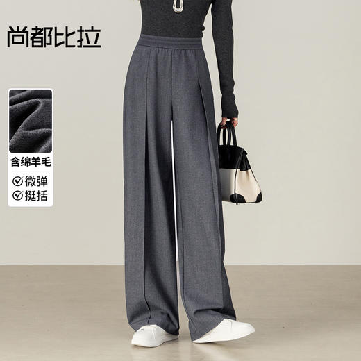 【内购】【含绵羊毛】通勤梨型身材松紧腰立体中缝线宽松显瘦镰刀裤长裤-153KN1628 商品图0