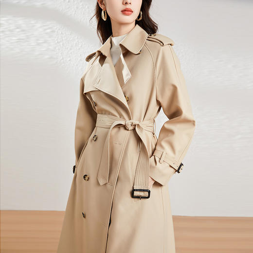 「高货kbnq」全新升级【铂金会员477/天猫639/差价162】(13321)洛诗琳复古英伦双排扣风衣2025秋季时尚百搭中长款外套 商品图1