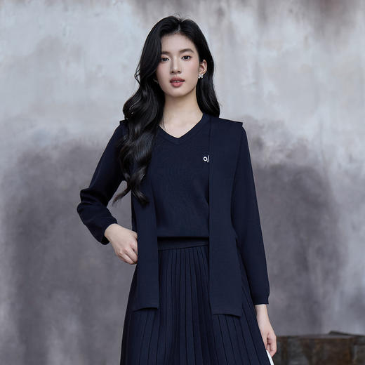 奢姿大码女装2025秋季时尚海军领刺绣针织衫胖妹妹气质减龄上衣 商品图0