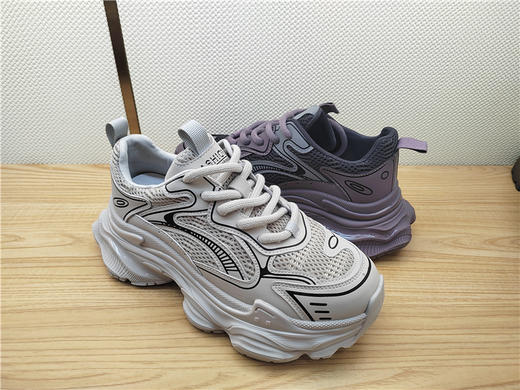 2024豪行春季新款24177052运动休闲中跟女单鞋网鞋专柜正品老爹鞋 商品图1