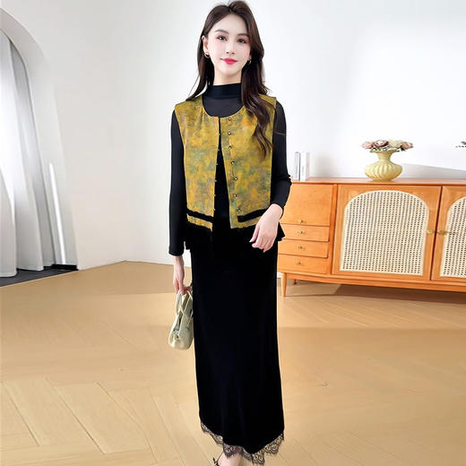 QYM LZ25B2513 -Y春秋小香风短款外套长袖连衣裙休闲套装气质 商品图2