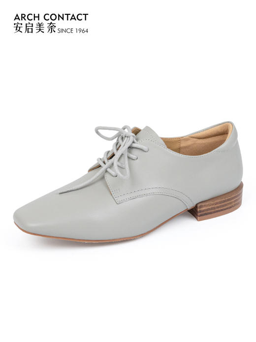 系带小羊皮鞋 | ARCHCONTACT安启美奈 复古学院风方圆头女鞋52841 商品图4