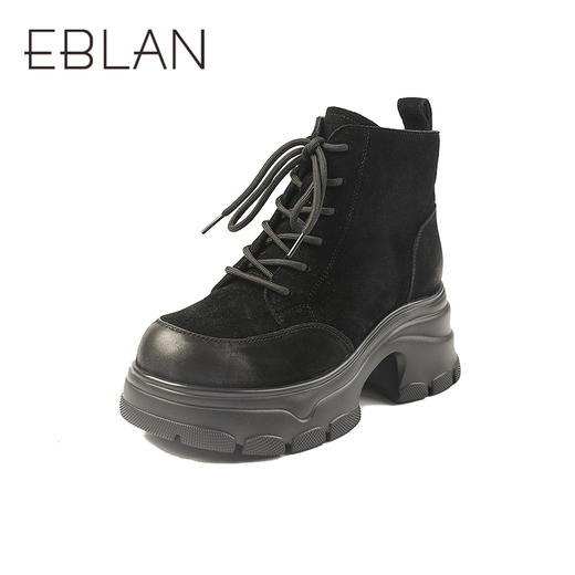 伊伴冬季牛绒百搭高跟马丁靴B25609702 商品图0