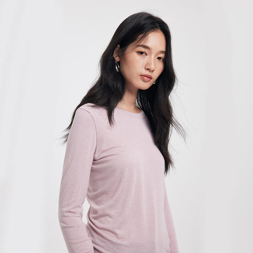 【2025秋冬新品】天丝醋酸羊毛・云感打底衫 圆领修身莱赛尔针织衫纯色条纹长袖上衣 商品图3