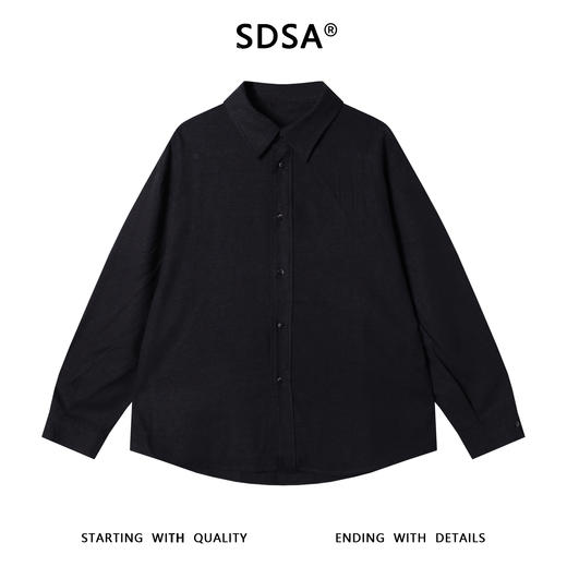 C002SDSA男士秋冬新款痞帅男装极简风纯色长袖翻领衬衫宽松百搭衬衣 商品图1