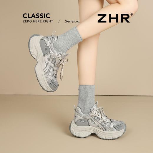 ZHR复古厚底6cm老爹鞋女鞋2025秋季网面透气运动鞋轻便增高休闲鞋 商品图9