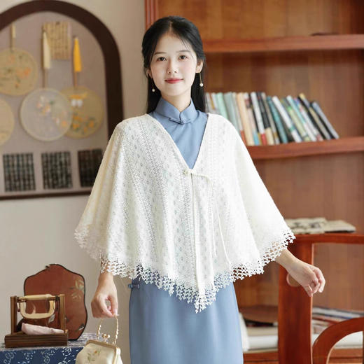 MYJ 交织流苏新中式文艺复古旗袍披肩外搭 商品图1