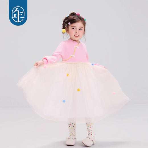 年衣童装女童连衣裙25秋冬新款儿童新中式甜美甜力啵啵连衣裙 商品图1