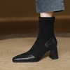 【预售5天】法式方头气质绒面瘦瘦靴女秋冬新款拼接弹力短靴单靴SP&A1361 商品缩略图4