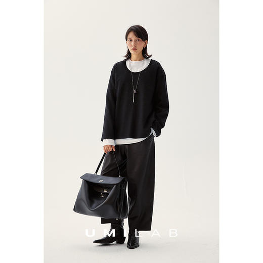 UMILAB｜棱角*A级超薄无涂层植鞣羊皮 松紧腰藏肉锥形皮裤BP1302W 商品图2