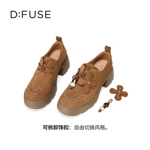 Dfuse迪芙斯2025秋季新款增高厚底袋鼠鞋可拆卸两穿乐福鞋时尚通勤鞋DFD3112046 商品图5