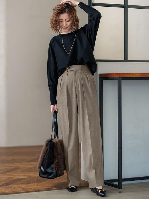 23区日系春季通勤宽松版混纺圆领套头针织衫内搭编织衫商场同款 商品图1