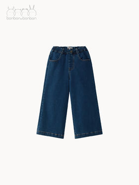 薄绒阔腿牛仔裤