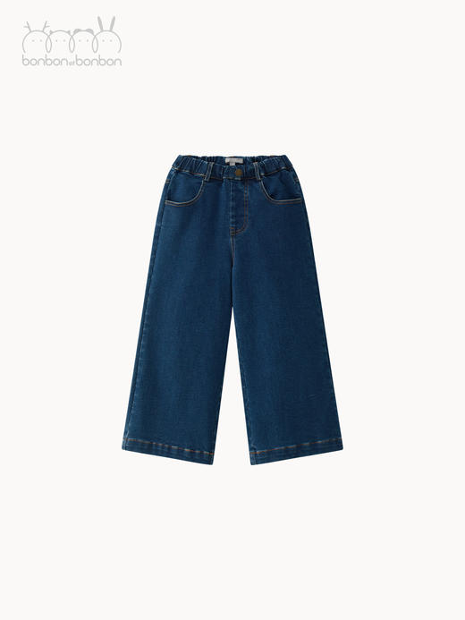 薄绒阔腿牛仔裤 商品图0