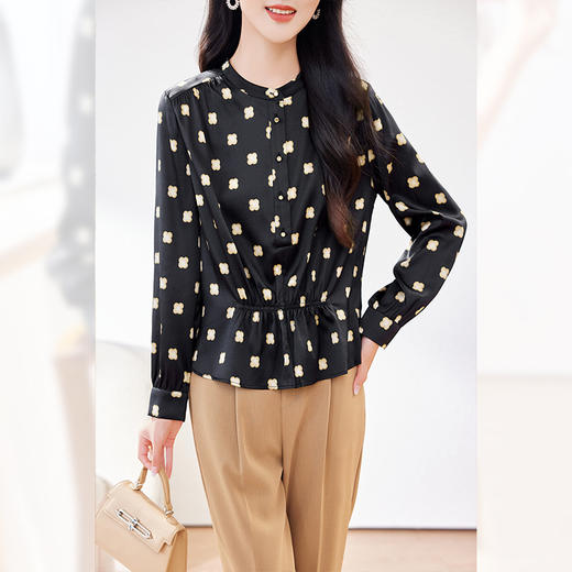 AS 0571-1珍珠缎重磅真丝衬衫气质显瘦桑蚕丝上衣 商品图2