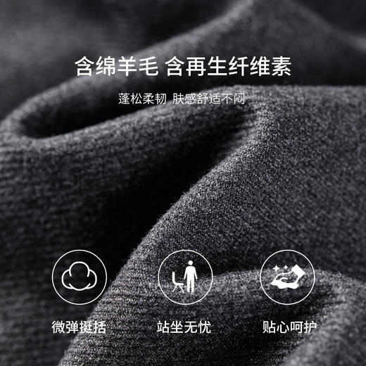 【内购】【含绵羊毛】通勤梨型身材松紧腰立体中缝线宽松显瘦镰刀裤长裤-153KN1628 商品图4