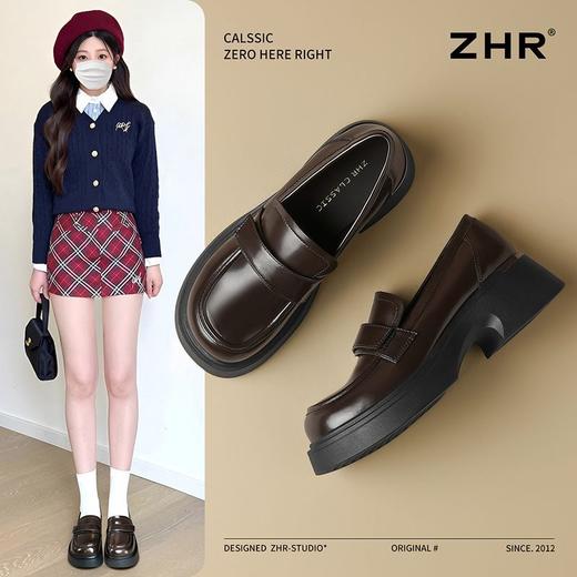 ZHR则则厚底乐福鞋女鞋2025新款英伦风单鞋小香风百搭增高鞋子女 商品图2