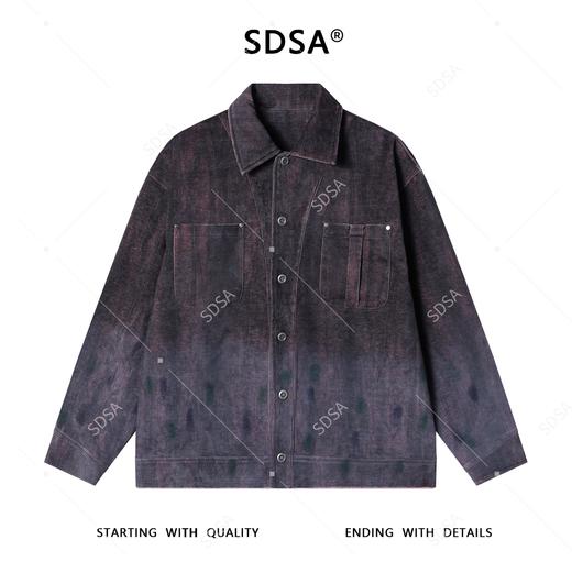 J59192SDSA男士秋冬新款痞帅男装潮流撞色印花翻领夹克时尚做旧休闲外套 商品图1