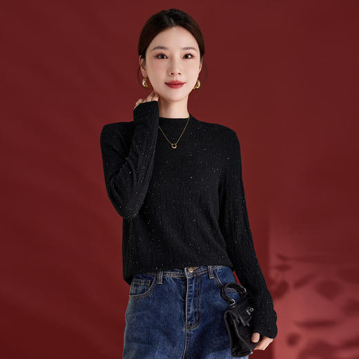 新款一线成衣珠片纱羊毛衫QS1536 商品图0