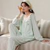 【公主风❗️云朵棉提花睡衣套装】不易掉色 亲肤透气 轻盈质感 顺滑垂感 女长袖开衫长裤秋季新款纯色甜美家居服 商品缩略图4