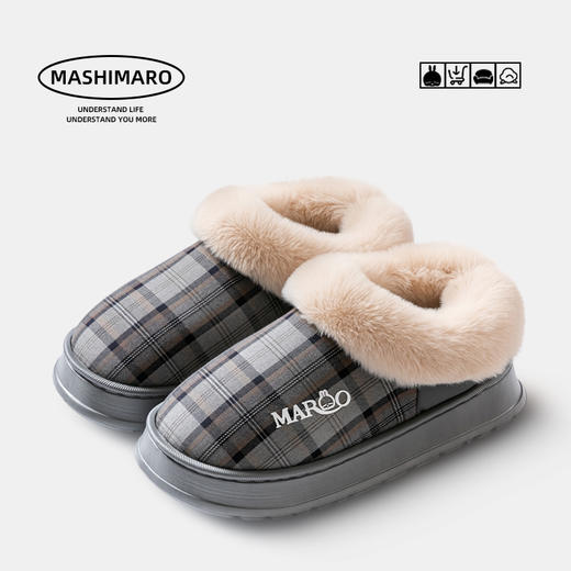 【YW】无忧购59元2双情侣棉拖鞋流氓兔秋冬厚底防滑保暖包跟棉鞋（截单后7天发货) 商品图6