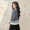 奢姿大码女装2025秋季时尚条纹装饰圆领针织开衫胖妹妹气质简约款9553394228 商品缩略图3