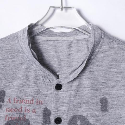 SS31215SDSA男士秋冬新款痞帅男装撞色印花字母纽扣开衫T恤网红款上衣 商品图2