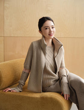 【董璇同款穿搭】羊绒世家秋冬明星款穿搭双面穿马甲菱形绞花套衫