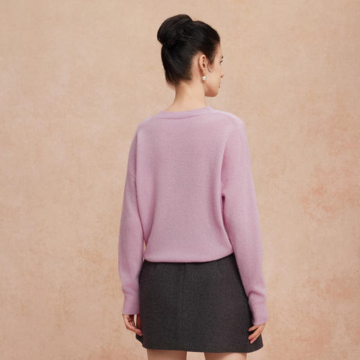 QG639斯尔丽圆领落肩纯色羊毛衫针织衫 商品图1