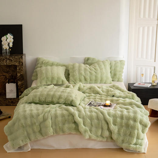 【毛绒盖毯】兔毛绒盖毯秋冬加厚毛毯办公室午休毯沙发盖毯纯色新 商品图3