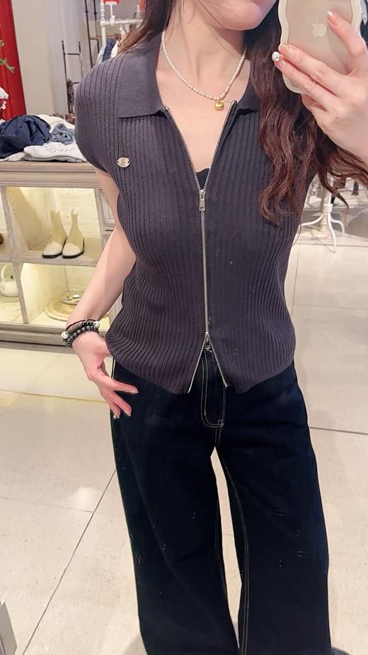 【门店同款】ENJOY秋季翻领拉链无袖针织 164495417 商品图0
