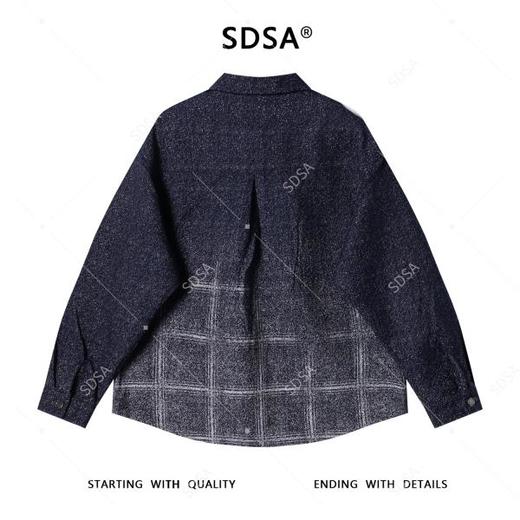 SDSA男士秋冬新款痞帅男装韩版渐变格纹设计长袖衬衫百搭气质衬衣 商品图4