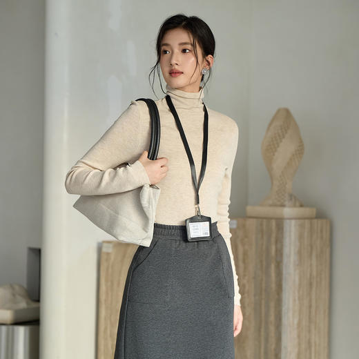 奢姿大码女装2025秋季气质高领设计针织衫胖妹妹简约时尚百搭上衣9053669929 商品图0