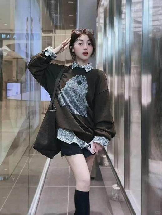 【高品质私服】【JN狗狗图案套头深褐色卫衣】自带高级哑光质感 显瘦慵懒G1565-CC【无标出货 介意慎拍】 商品图4