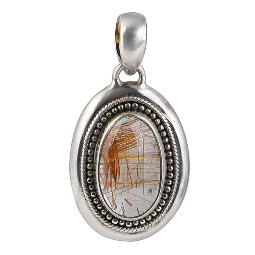 【春晖丽影】S925银复古做旧镶嵌发晶水晶吊坠【SCH-TRS13034】 商品图4