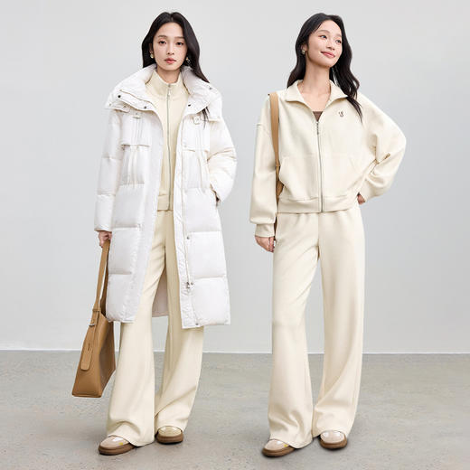 【内购】【免搭配懒人套装】简约休闲立领/翻领宽松落肩卫衣&松紧腰直筒裤-154ZC3342 商品图2