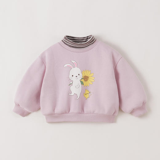 【假两件】马克珍妮女童可爱兔子加绒高领卫衣2025年冬装新款551187 商品图3