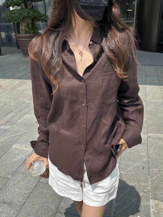 早秋特定颜色老钱风天丝亚麻衬衫 商品图11